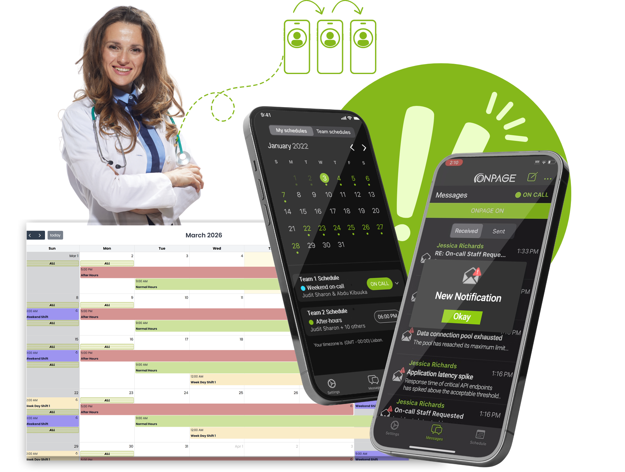 Doctor scheduling on-call team with onpage's hippa compliant scheduling and on-call app