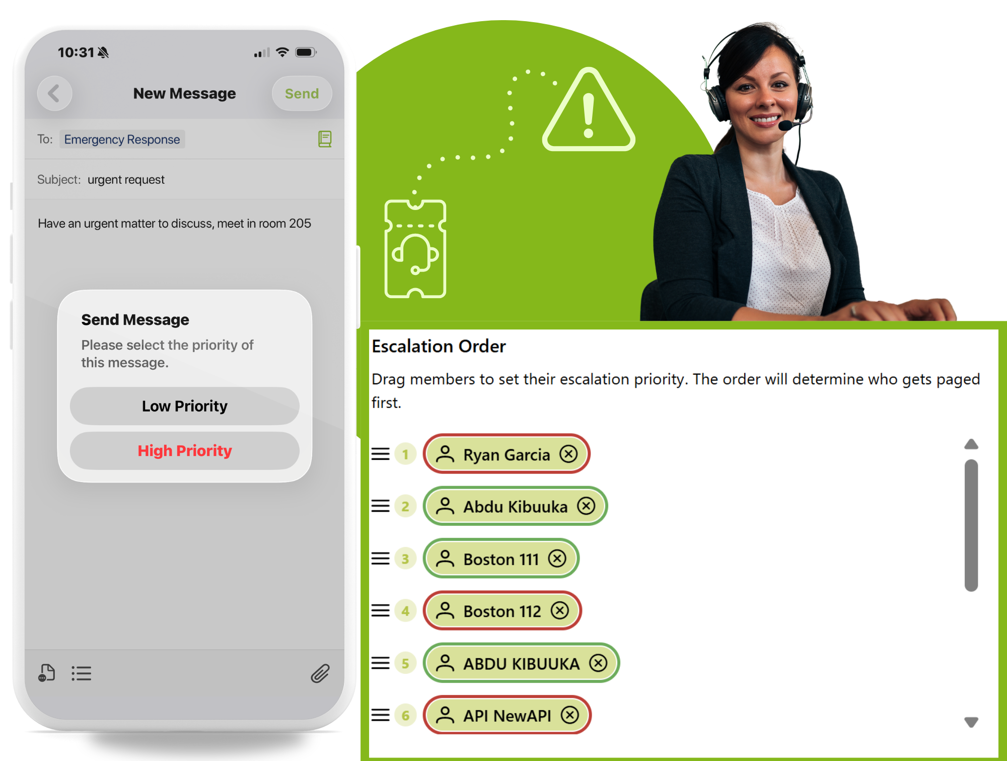 Helpdesk emergency messaging application