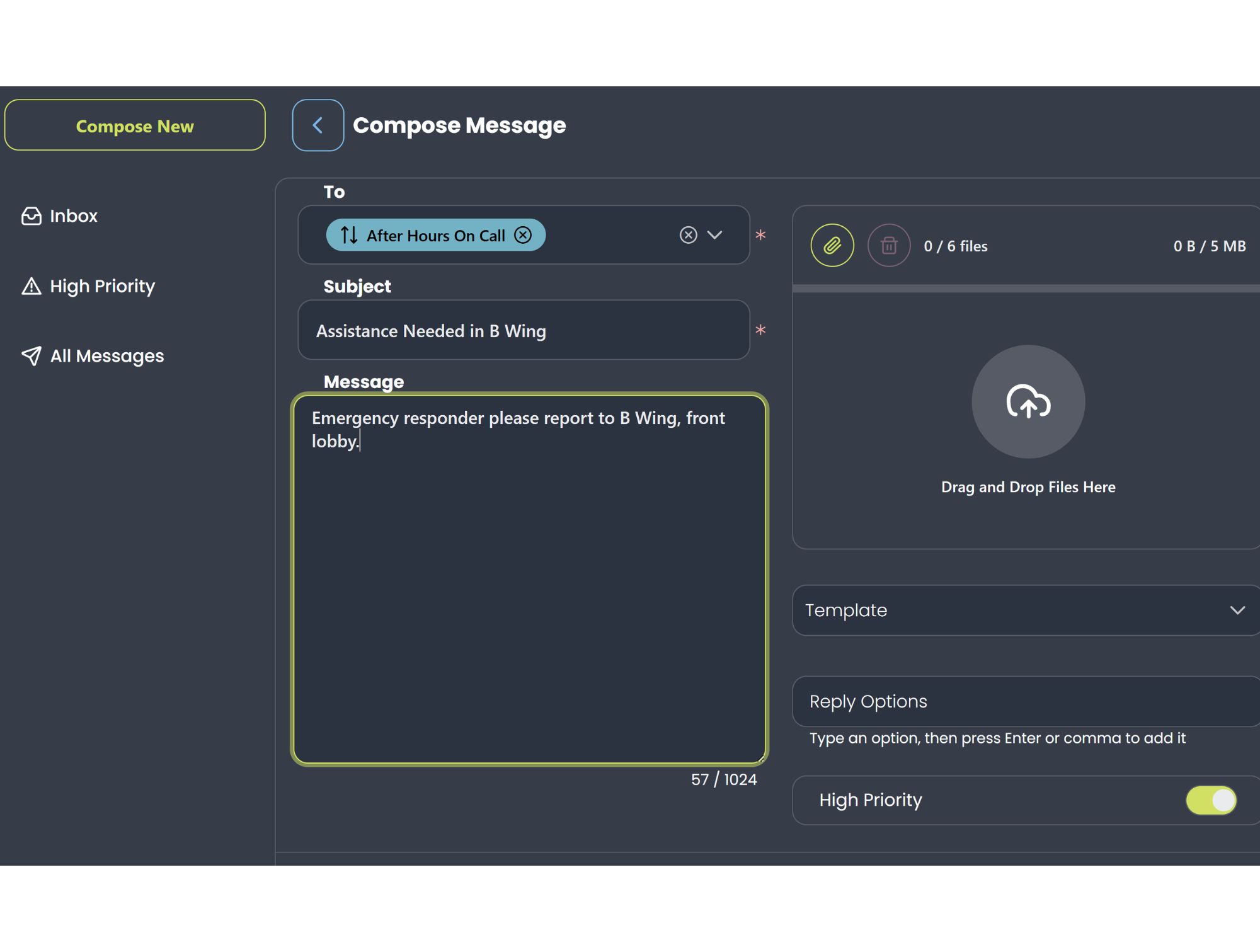 Compose high priority message