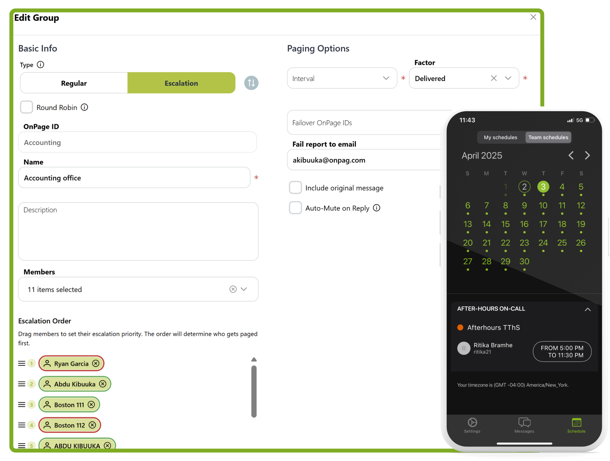 Scheduling tool onpage