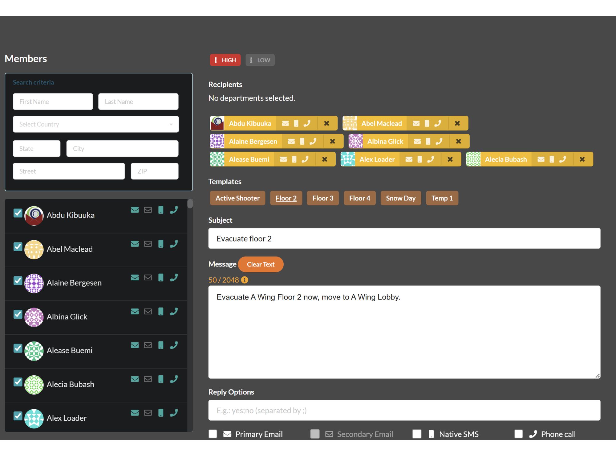 Send mass notifications and messages without delay.