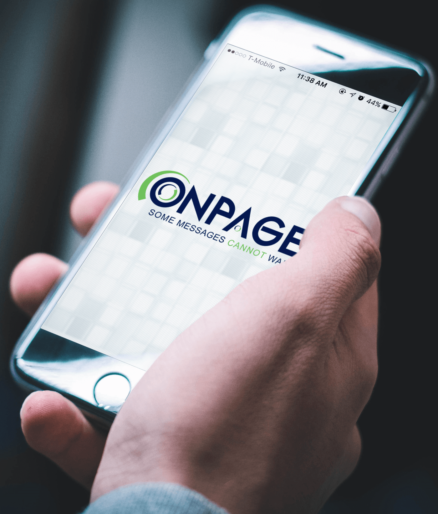 Smartphone with the OnPage Application open