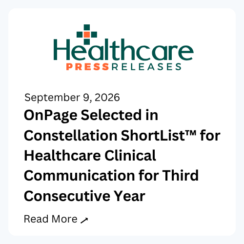 OnPage Selected in constellation shortlist for healthcare clinical communication for third consecutive year