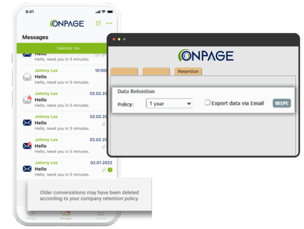 OnPage's data retention policy
