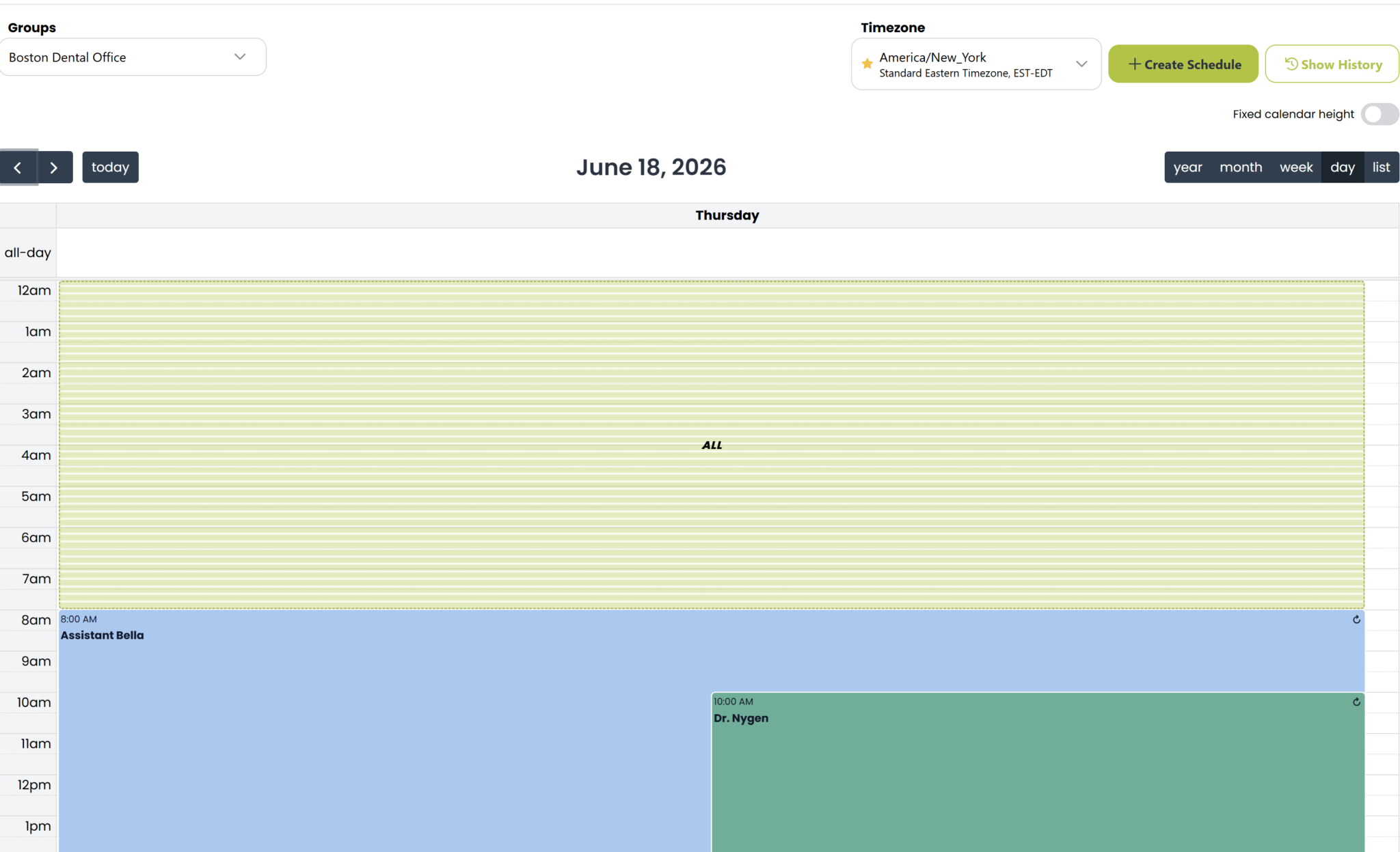 daily oncall schedule view