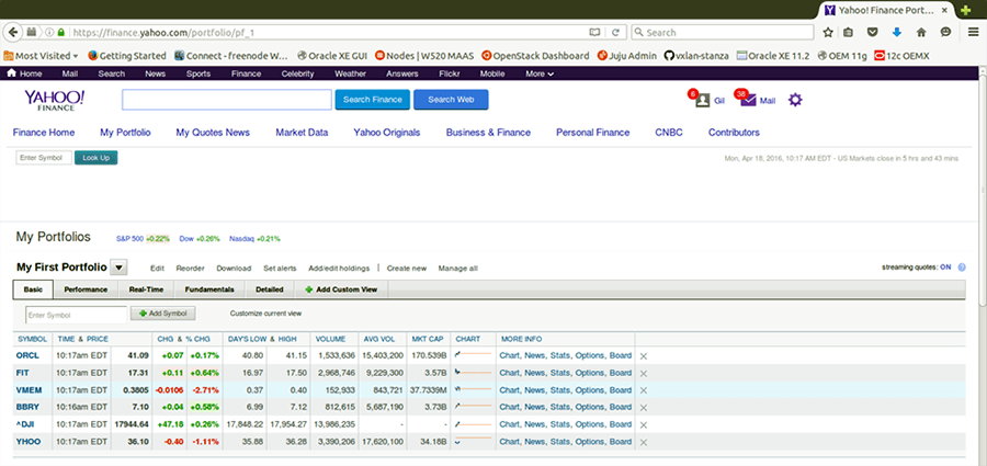 OnPage Yahoo Stock Price Alerts