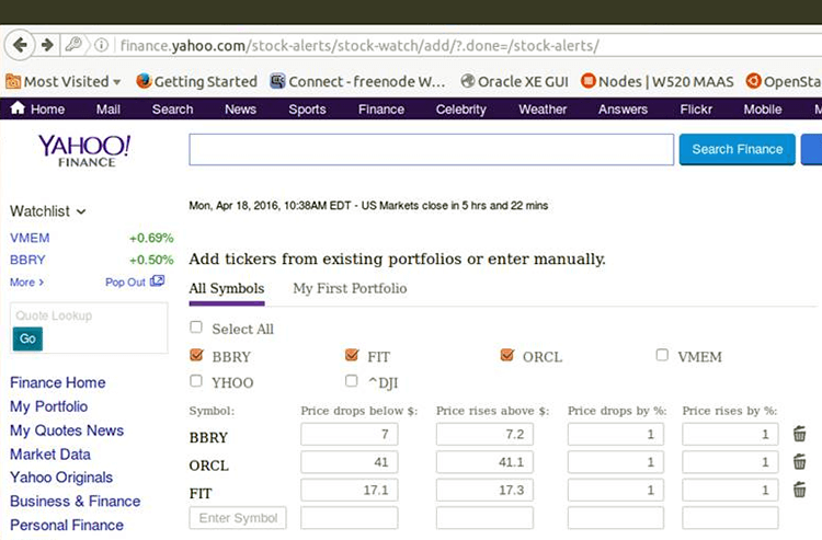 Yahoo Stock Alertsd