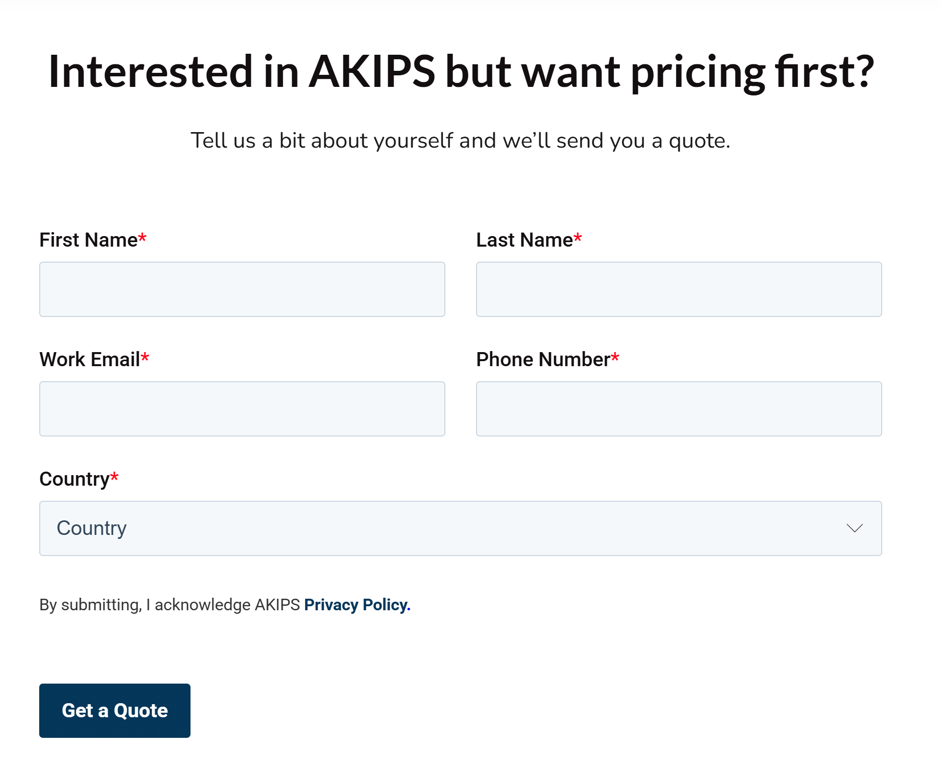 AKiPS Pricing Quote Form