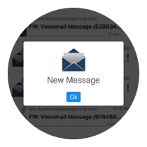 OnPage new message pop-up