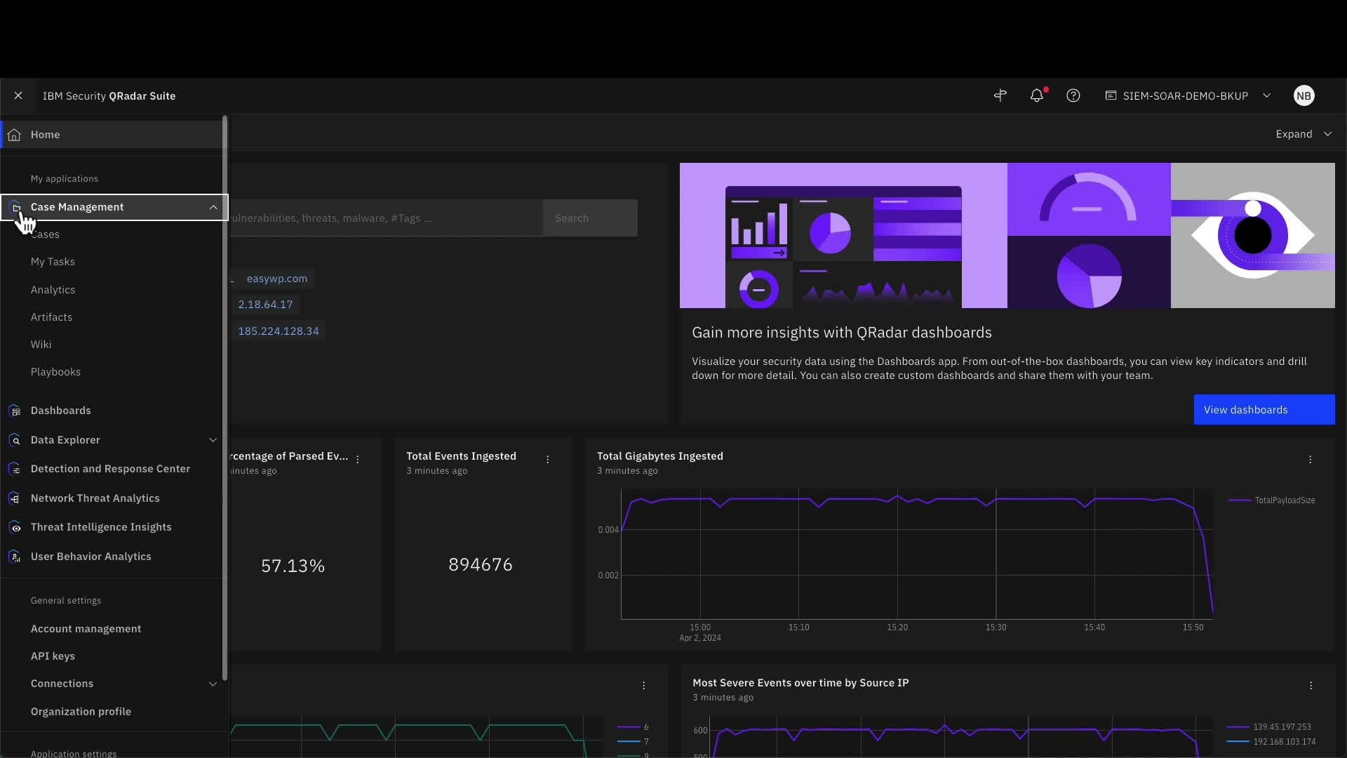 IBM Security QRadar Dashboard