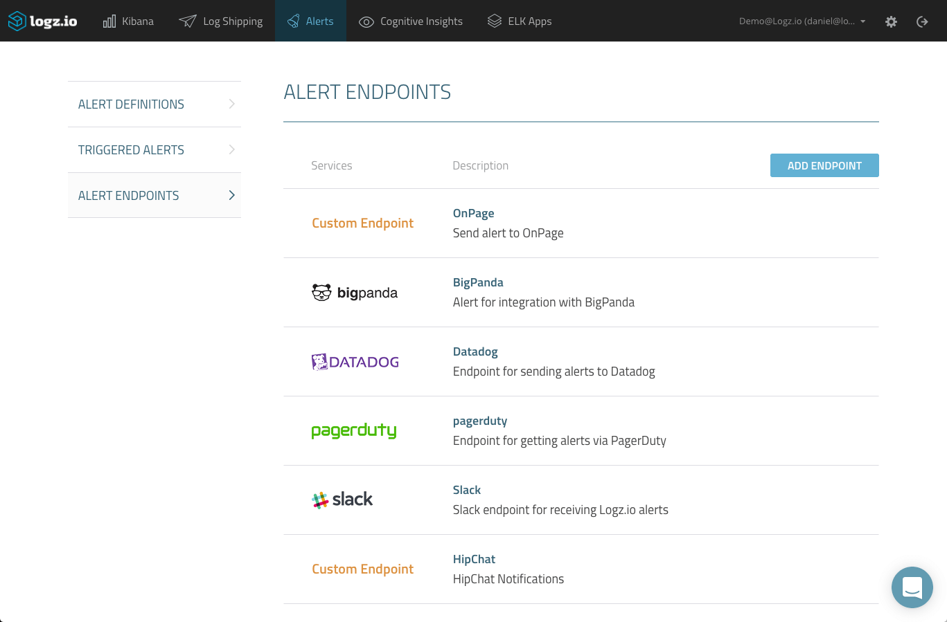Paging with Logz.io and Webhook