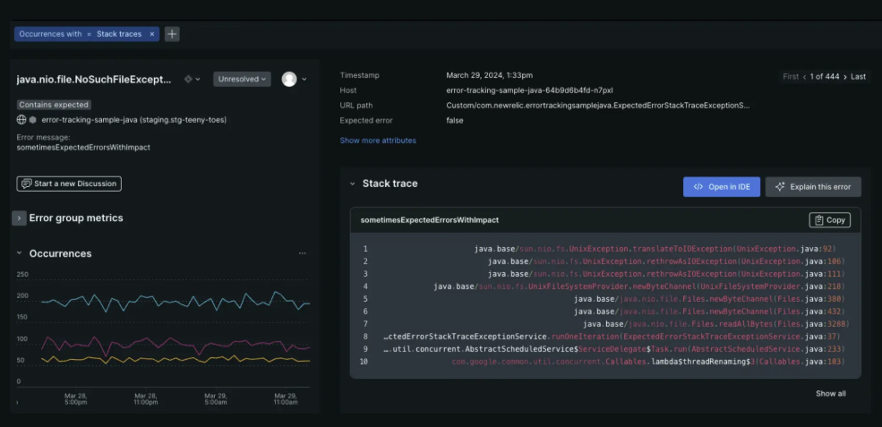 New Relic Errors Inbox Screenshot