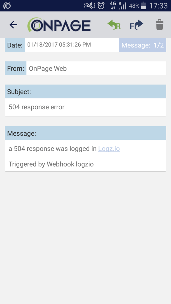 Paging with Logz.io and Webhook