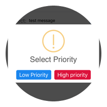 OnPage select priority pop-up with high priority and low priority options.