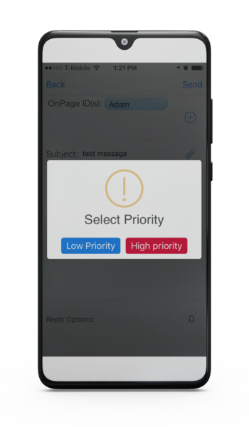 Set high/low priority before sending message