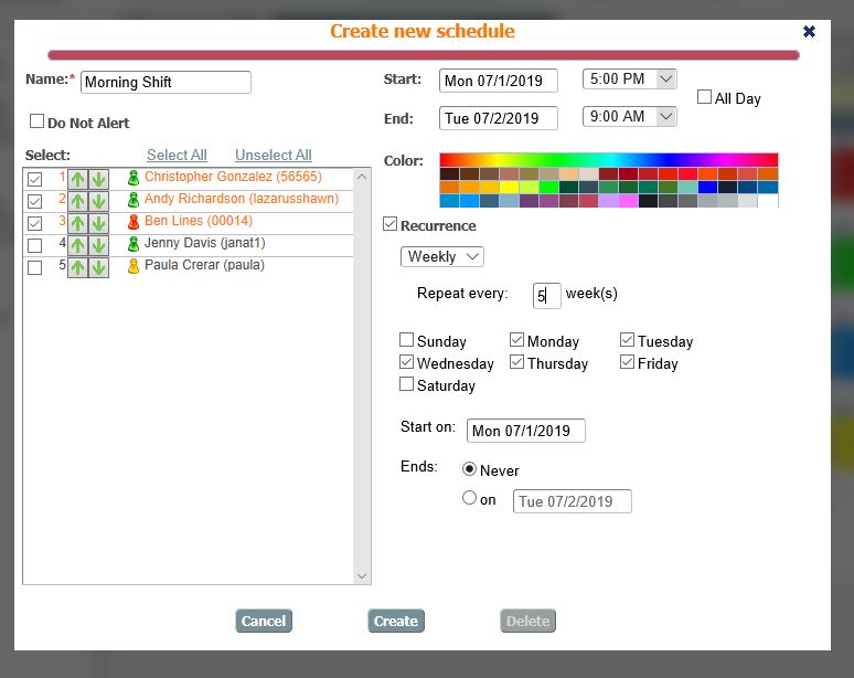 Multiple scheduling options