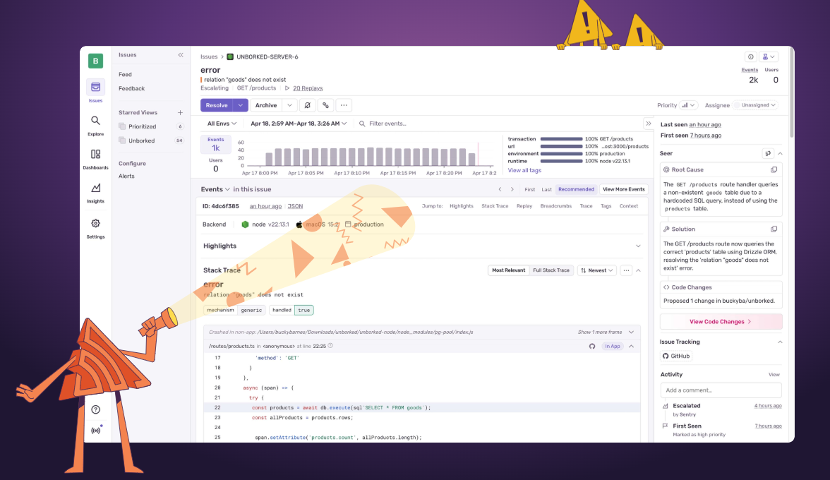 Sentry Dashboard Screenshot