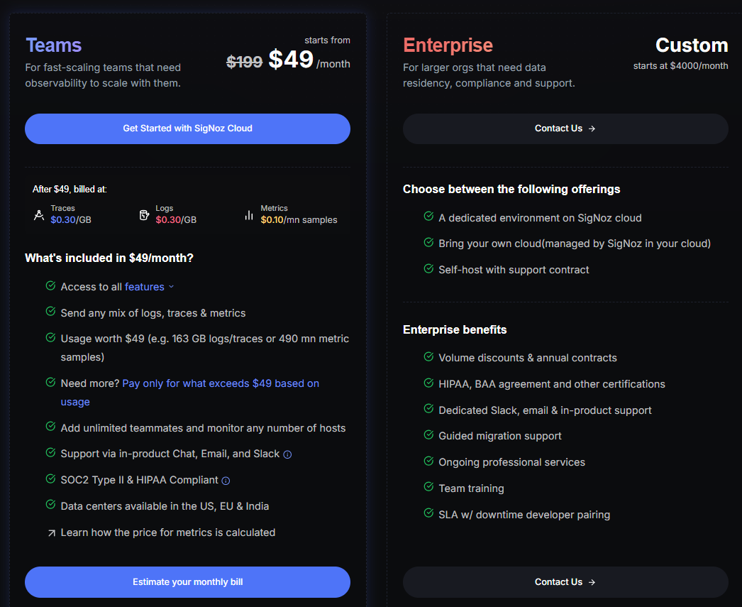 SigNoz Pricing