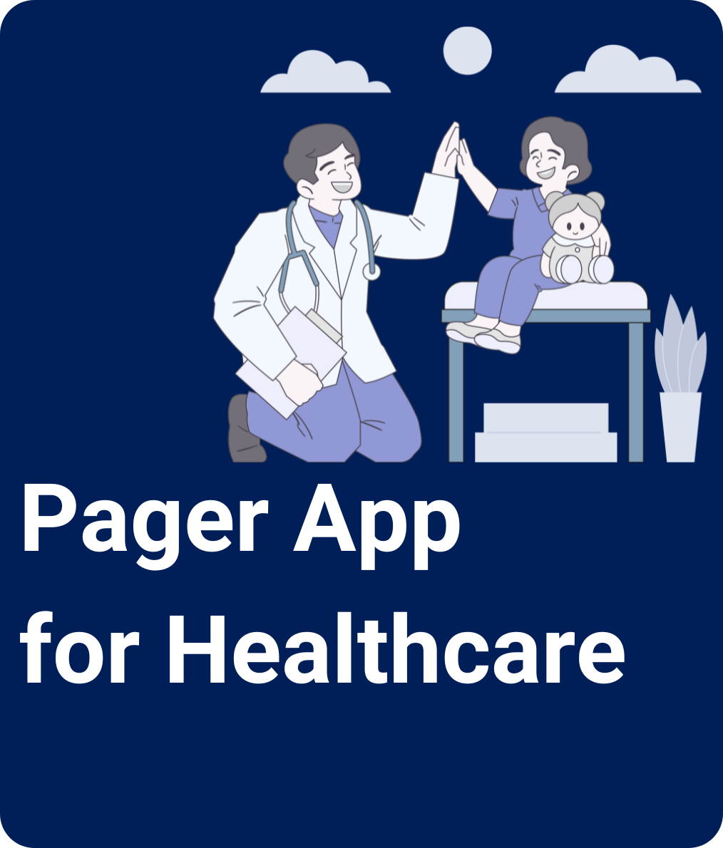 Illustration of a healthcare professional receiving a secure alert on a smartphone pager app, showing HIPAA-compliant communication replacing hospital pagers.