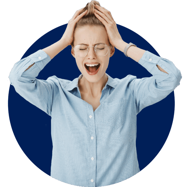 Stressed IT worker suffering from alert fatigue