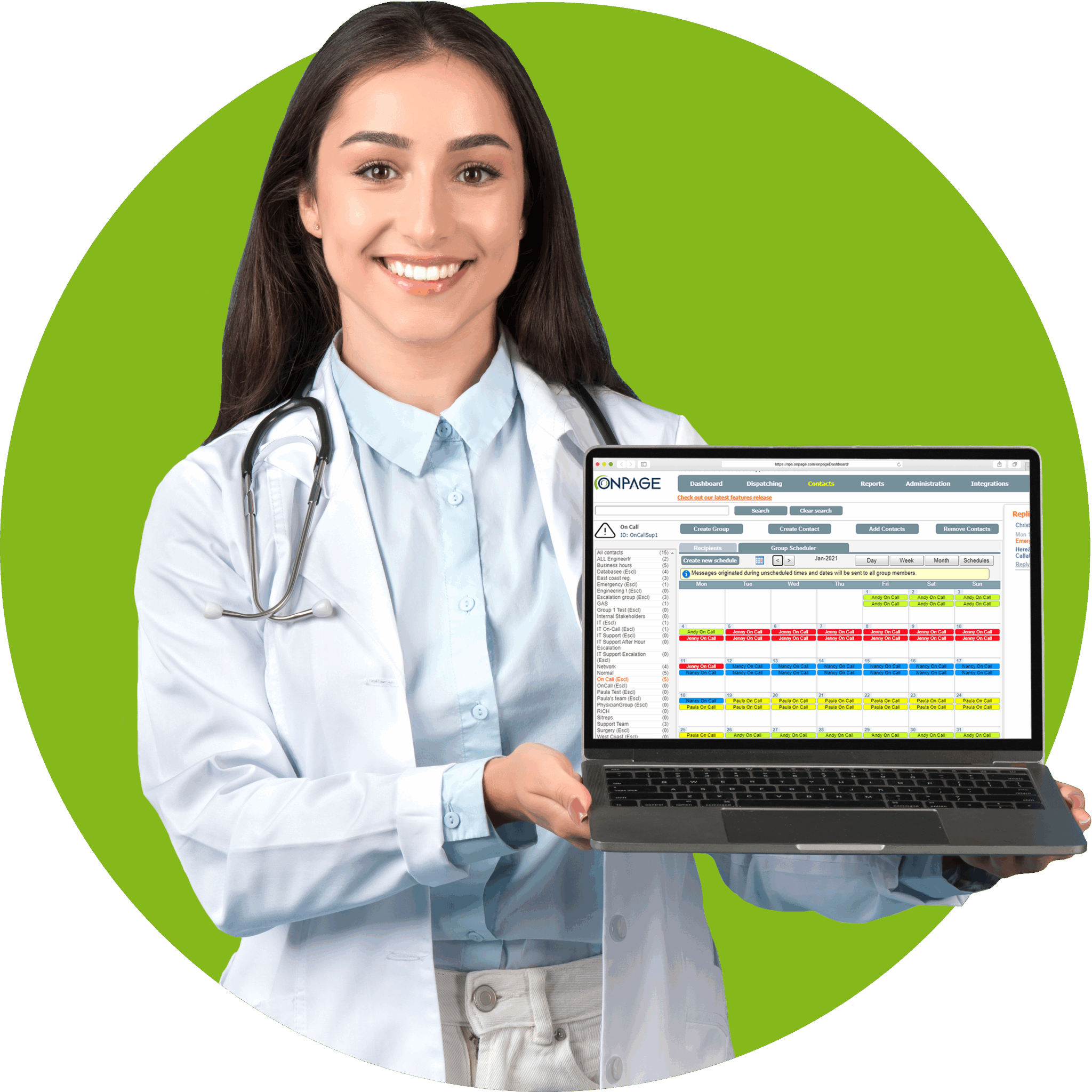 doctor using OnPage's clinical communication and collaboration platform to create weekly on-call schedule rotations
